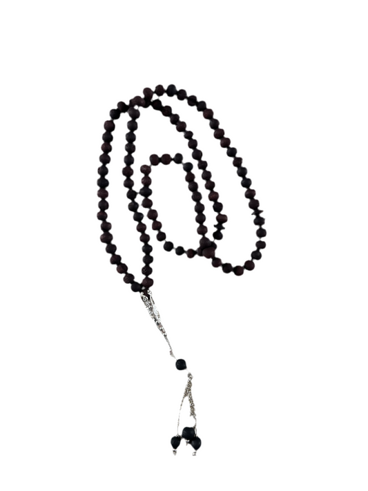 Matte black tasbeeh with silver tassel
