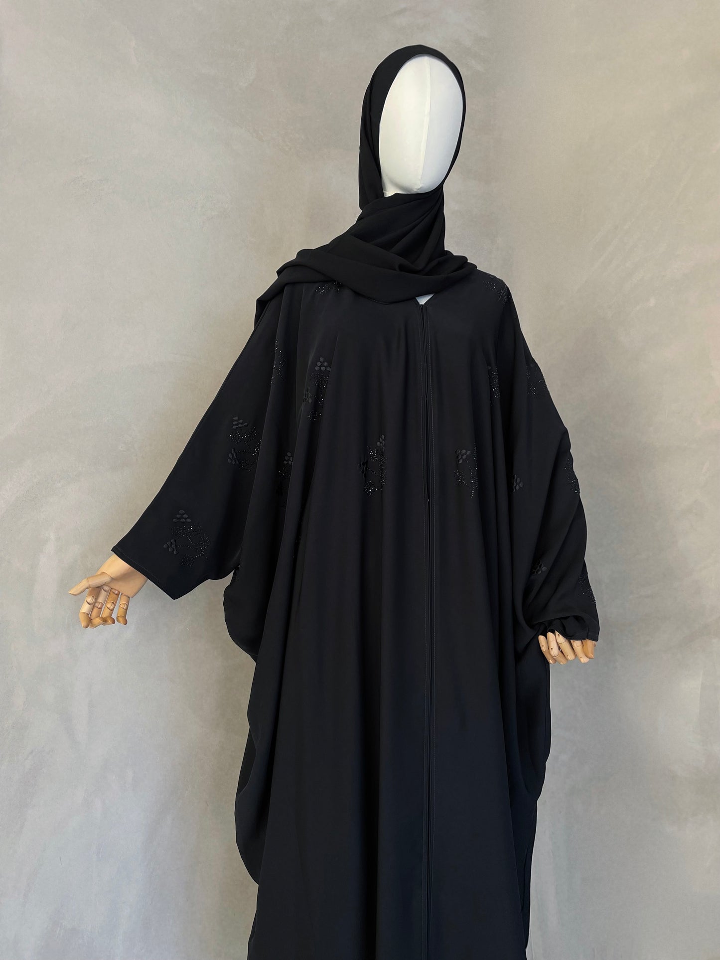 Waraqa Black Embellished Abaya