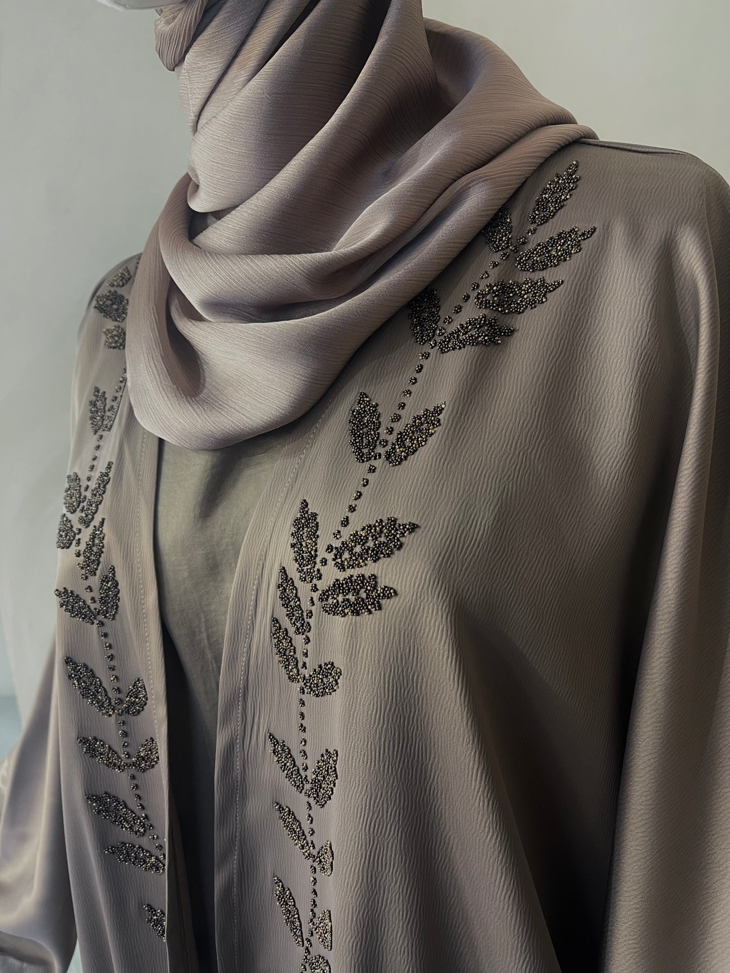 Bronze Satin Open Abaya