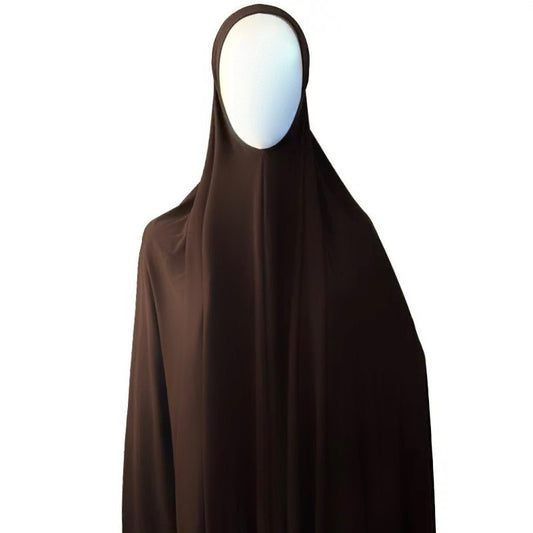 Chocolate Brown Premium Jersey Long Prayer Pull-on Hijab