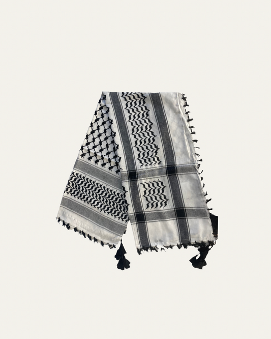 Palestinian Black & White Keffiyeh Scarf